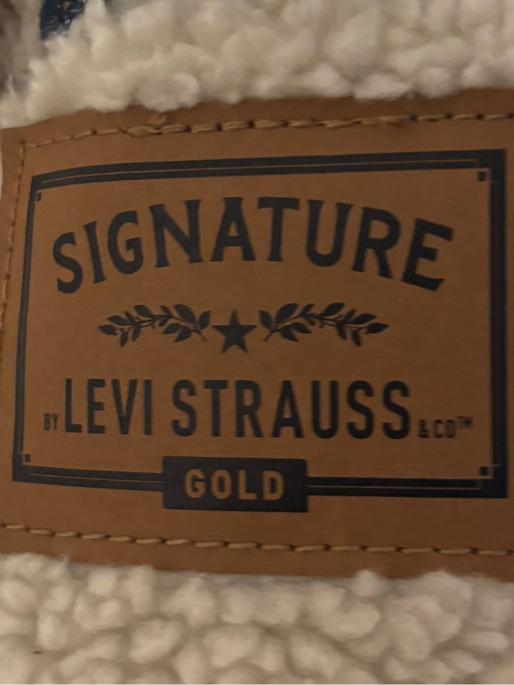Signature by Levi Strauss Navy Denim Jacket with Cream Sherpa Collar - Picture 2 of 2